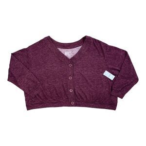 Jockey Ribbed Microfiber Stretch Button Up Maroon Long Sleeve Lounge  Sweater 3X